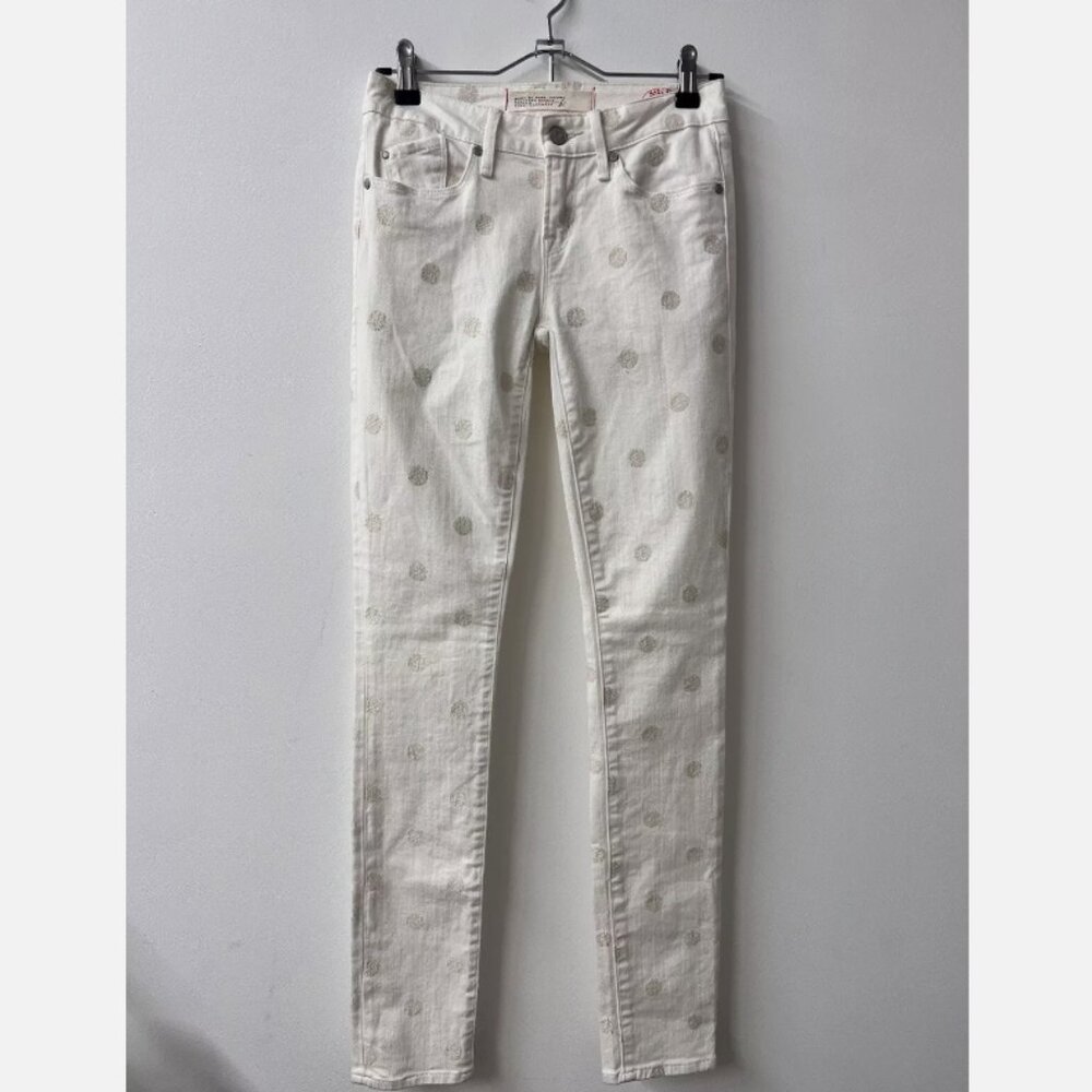 Marc by Marc Jacob Bright White Dot Lou Skinny Ankle Denim Jeans Women size 25